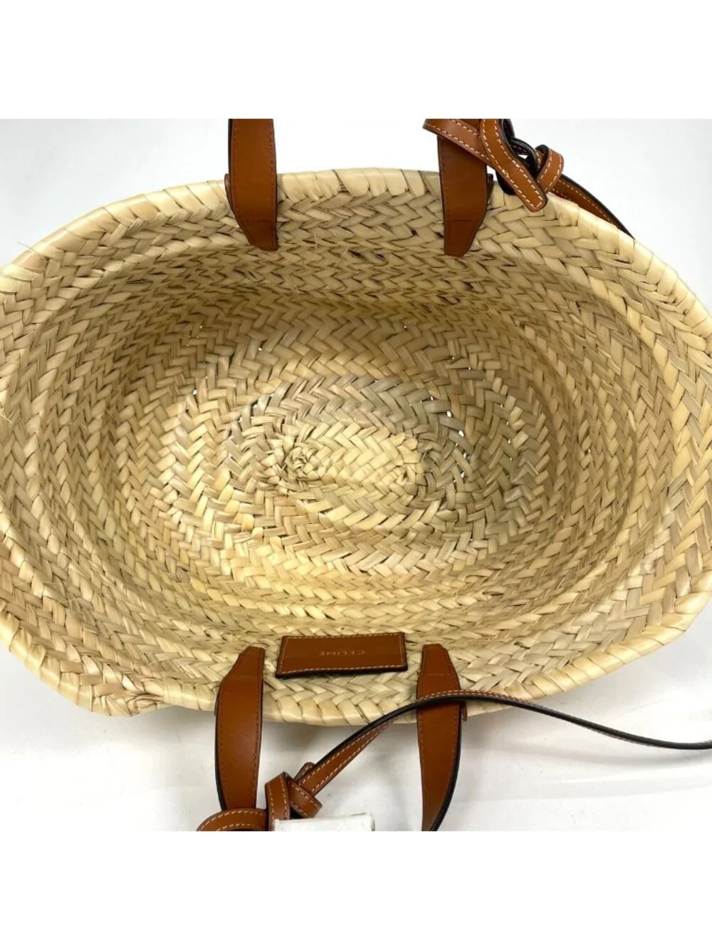 Celine Classic Pannier Tote Basket 2-Way Raffia Natural Brown